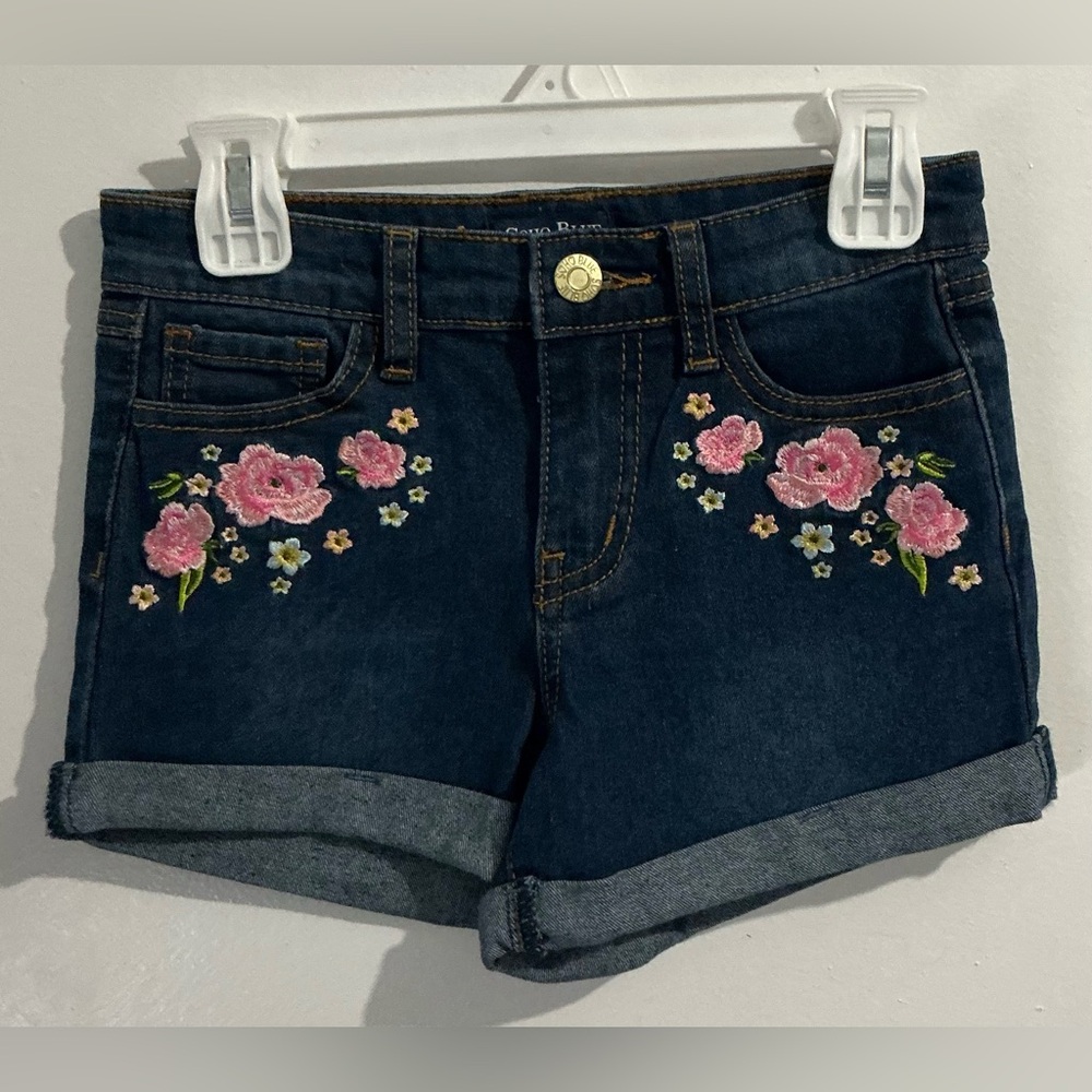 Floral Embroidered Denim Shorts for Kids